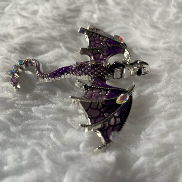 Purple and Silver Dragon Brooch NWOT - Picture 2 of 5